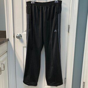 adidas Jet Black 3 Gray Stripe Athletic Track Pants Size Medium